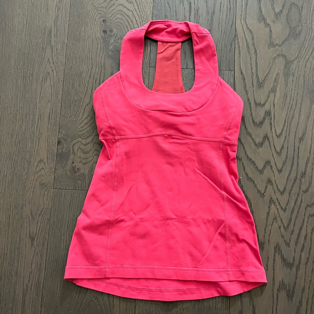 Lululemon coral pink scoop neck tank sz 4 EUC